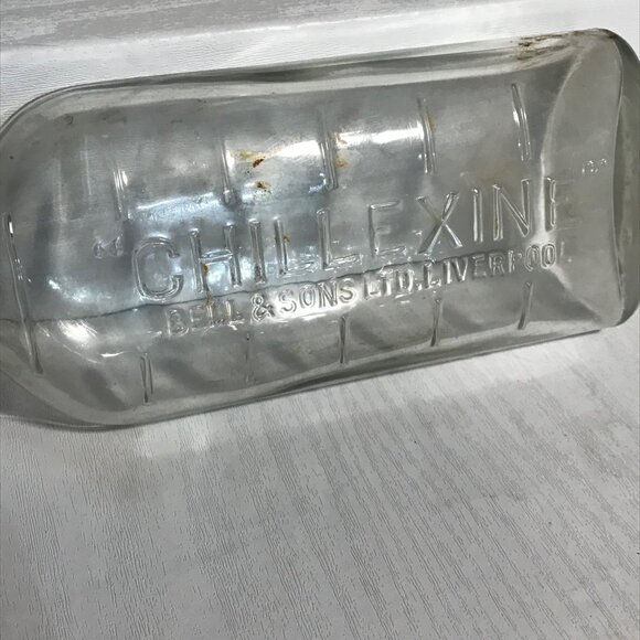 Vintage Chillexine Bottle Bell & Sons Ltd Liverpool 8 Inch Tall Clear Glass - Picture 4 of 8